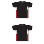 Athletic Knit BA1763-348 One Button Baseball Jersey - Black/White/Red - Full