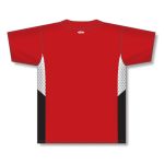 Athletic Knit BA1763-414 One Button Baseball Jersey - Red/White/Black - Rear