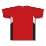 Athletic Knit BA1763-414 One Button Baseball Jersey - Red/White/Black - Front