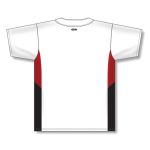 Athletic Knit BA1763-415 One Button Baseball Jersey - White/Red/Black - Rear