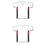 Athletic Knit BA1763-415 One Button Baseball Jersey - White/Red/Black - Full
