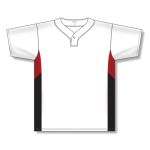 Athletic Knit BA1763-415 One Button Baseball Jersey - White/Red/Black - Front