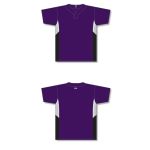 Athletic Knit BA1763-438 One Button Baseball Jersey - Purple/White/Black - Full