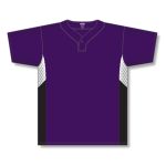 Athletic Knit BA1763-438 One Button Baseball Jersey - Purple/White/Black - Front