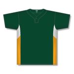 Athletic Knit BA1763-439 One Button Baseball Jersey - Dark Green/White/Gold - Front
