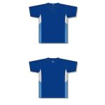 Athletic Knit BA1763-445 One Button Baseball Jersey - Royal/White/Sky - Full