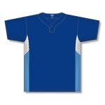 Athletic Knit BA1763-445 One Button Baseball Jersey - Royal/White/Sky - Front
