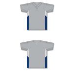 Athletic Knit BA1763-450 One Button Baseball Jersey - Grey/White/Royal - Full