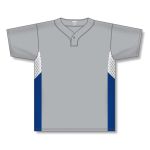 Athletic Knit BA1763-450 One Button Baseball Jersey - Grey/White/Royal - Front