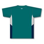 Athletic Knit BA1763-456 One Button Baseball Jersey - Pacific Teal/White/Navy - Rear