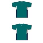 Athletic Knit BA1763-456 One Button Baseball Jersey - Pacific Teal/White/Navy - Full