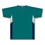 Athletic Knit BA1763-456 One Button Baseball Jersey - Pacific Teal/White/Navy - Front