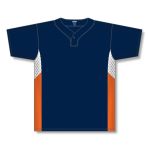 Athletic Knit BA1763-465 One Button Baseball Jersey - Navy/White/Orange - Front