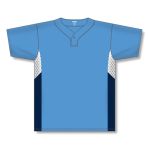 Athletic Knit BA1763-475 One Button Baseball Jersey - Sky/White/Navy - Front