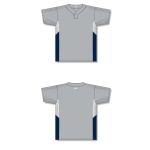 Athletic Knit BA1763-548 One Button Baseball Jersey - Grey/White/Navy - Full