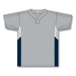 Athletic Knit BA1763-548 One Button Baseball Jersey - Grey/White/Navy - Front