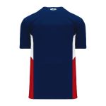 Athletic Knit BA1763-764 One Button Baseball Jersey - Navy/White/Red - Rear