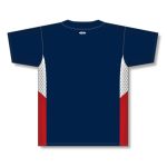 Athletic Knit BA1763-764 One Button Baseball Jersey - Navy/White/Red - Rear