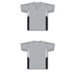 Athletic Knit BA1763-973 One Button Baseball Jersey - Grey/White/Black - Full