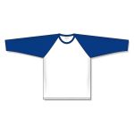 Athletic Knit BA1846-207 Baseball Long Sleeve Shirt - White/Royal - Front