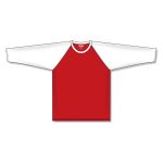 Athletic Knit BA1846-208 Baseball Long Sleeve Shirt - Red/White - Front