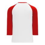 Athletic Knit BA1846-209 Baseball Long Sleeve Shirt - White/Red - Rear