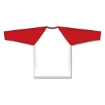 Athletic Knit BA1846-209 Baseball Long Sleeve Shirt - White/Red - Rear