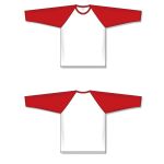 Athletic Knit BA1846-209 Baseball Long Sleeve Shirt - White/Red - Full