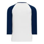 Athletic Knit BA1846-217 Baseball Long Sleeve Shirt - White/Navy - Rear