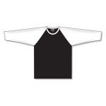 Athletic Knit BA1846-221 Baseball Long Sleeve Shirt - Black/White - Front