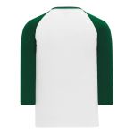 Athletic Knit BA1846-279 Baseball Long Sleeve Shirt - White/Dark Green - Rear