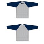 Athletic Knit BA1846-921 Baseball Long Sleeve Shirt - Heather Grey/Navy - Full