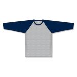 Athletic Knit BA1846-921 Baseball Long Sleeve Shirt - Heather Grey/Navy - Front