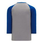 Athletic Knit BA1846-922 Baseball Long Sleeve Shirt - Heather Grey/Royal - Rear