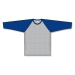 Athletic Knit BA1846-922 Baseball Long Sleeve Shirt - Heather Grey/Royal - Front