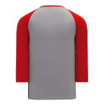 Athletic Knit BA1846-923 Baseball Long Sleeve Shirt - Heather Grey/Red - Rear