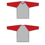 Athletic Knit BA1846-923 Baseball Long Sleeve Shirt - Heather Grey/Red - Full