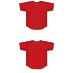 Athletic Knit BA5200-005 Full Button Baseball Jersey - Red - Full