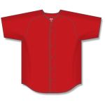 Athletic Knit BA5200-005 Full Button Baseball Jersey - Red - Front