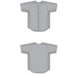 Athletic Knit BA5200-012 Full Button Baseball Jersey - Grey - Full