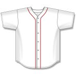 Athletic Knit BA5500-BOS584 Full Button Baseball Jersey - White/Red - Front