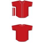 Athletic Knit BA5500-CIN698 Full Button Baseball Jersey - Red/White - Full