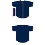 Athletic Knit BA5500-MIN697 Full Button Baseball Jersey - Navy/Red - Full