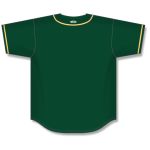 Athletic Knit BA5500-OAK592 Full Button Baseball Jersey - Dark Green/Gold/White - Rear