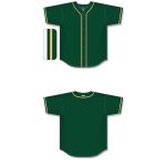 Athletic Knit BA5500-OAK592 Full Button Baseball Jersey - Dark Green/Gold/White - Full