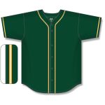 Athletic Knit BA5500-OAK592 Full Button Baseball Jersey - Dark Green/Gold/White - Front