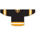 Athletic Knit H6500-437 League Hockey Jersey - Black/Gold/White - Front