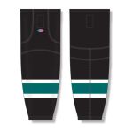 Athletic Knit HS2100-634 Lightweight Pro Hockey Socks - 2008 San Jose 3rd Black - Front