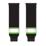 Athletic Knit HS630-247 Knitted Striped Hockey Socks - Black/Lime/White - Front