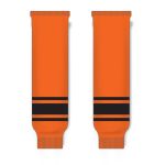 Athletic Knit HS630-263 Knitted Striped Hockey Socks - Orange/Black - Front